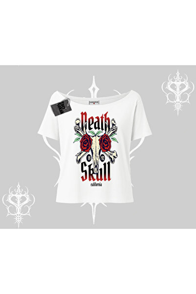 Tarzsokak Tricou cu decolteu tip barcă Skull & Roses Vintage West Coast Rebel...