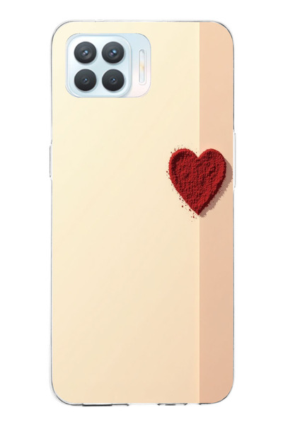 TechTree حافظة سيليكون متوافقة مع هاتف OPPO Reno 4 Lite ذات خلفية كريمية وقلب...