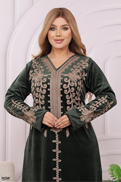 Lyaly aljlabyh فستان استقبال شتوي طويل (جلابية) بتطريز الحرير الملكي