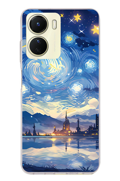 TechTree حافظة سيليكون متوافقة مع Vivo Y16 بتصميم السماء المرصعة بالنجوم وصور...