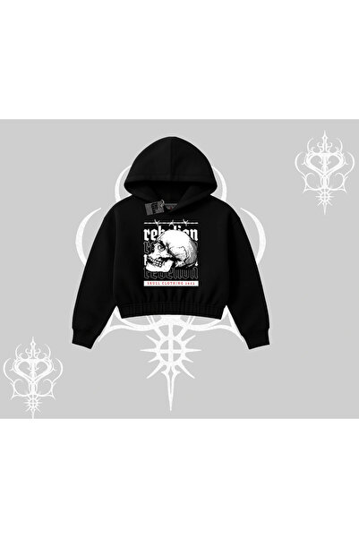 Tarzsokak Hoodie Skraćeni kroj Dukserica Rebellion Skull Underground Street L...