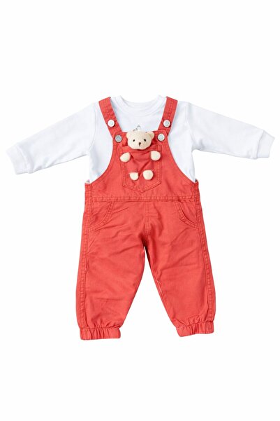 BABYWELT Ayıcık Figürlü Salopet Bebek Takımı Uzun Kollu 2'li Set
