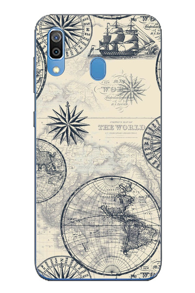 TechTree حافظة سيليكون متوافقة مع هاتف سامسونج جالاكسي A20-A30، خريطة العالم ...