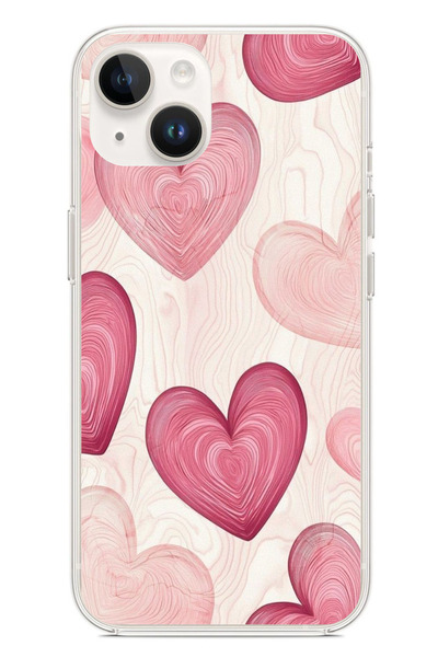 TechTree حافظة سيليكون متوافقة مع هاتف iPhone 14 PLUS باللون الوردي الخطوي مطبوع