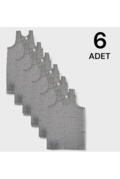 Erdenay Tekstil Economical Boys' Cotton Undershirts 6-Pack - Gray