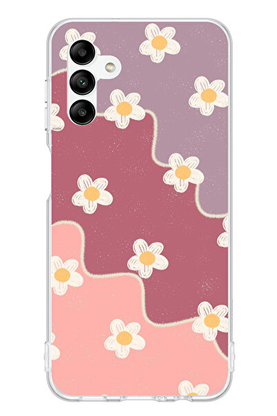 TechTree حافظة سيليكون متوافقة مع هاتف سامسونج جالاكسي A04s بلون الورد المجفف والليلكي المموج مطبوع