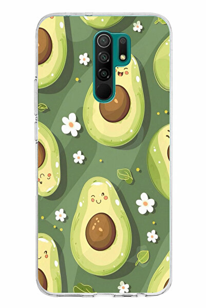 TechTree حافظة سيليكون متوافقة مع هاتف Redmi 9 باللون الأخضر اللطيف على شكل أ...