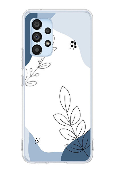 TechTree حافظة سيليكون متوافقة مع هاتف سامسونج جالاكسي A53 باللون الأزرق وخطو...