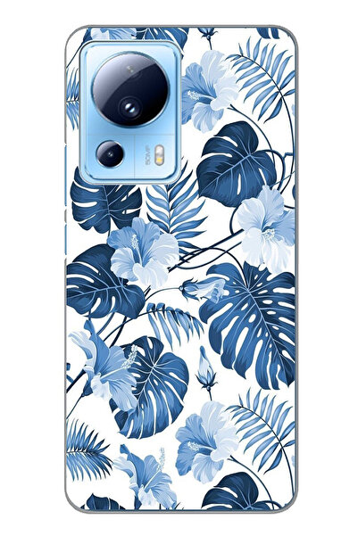 TechTree حافظة سيليكون مطبوع متوافقة مع هاتف Xiaomi Mi 13 Lite بنمط أوراق الش...