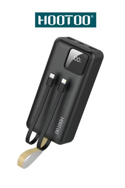 HooToo باور بنك بسعة 30000mAh بثلاث مخارج. ومدخل شحن مايكرو ,كبلان مدمجان ,شا...