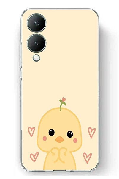 TechTree حافظة سيليكون مطبوع متوافقة مع Vivo Y17s بنمط كتكوت لطيف وقلب