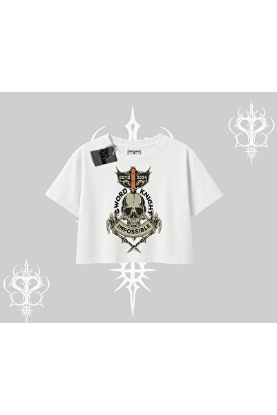 Tarzsokak قصة فضفاضة تي شيرت كروب سورد نايت سكل إيمبوسible ستريت كريد