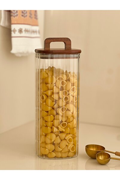 RUMİKA HOME Akasya Kapaklı Cam Bakliyat Kavanozu 1850ml