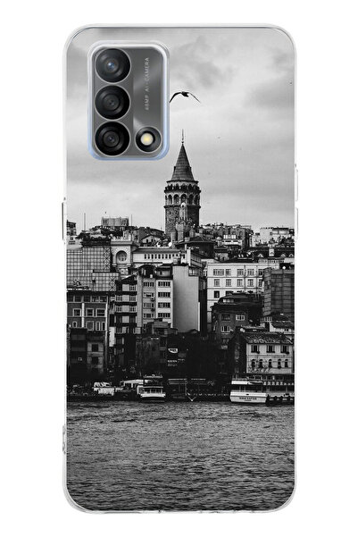 TechTree جراب سيليكون مطبوع متوافق مع هاتف OPPO A74 مع إطلالة على برج غالاتا ...