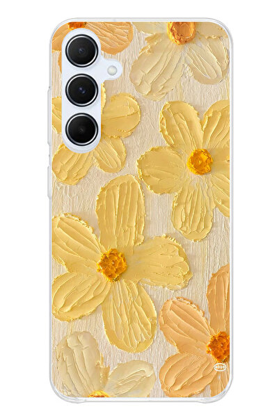 TechTree حافظة سيليكون متوافقة مع هاتف سامسونج جالاكسي A55 بلون أصفر ديزي مطبوع