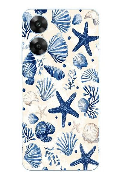 TechTree حافظة سيليكون مطبوع متوافقة مع هاتف Realme Note 60 بنمط صدفة البحر ا...