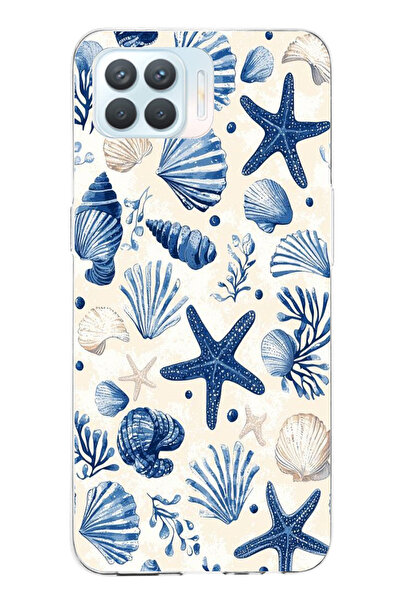 TechTree حافظة سيليكون مطبوع متوافقة مع هاتف OPPO Reno 4 Lite بنمط صدفة البحر...