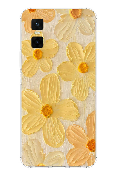 TechTree حافظة سيليكون متوافقة مع هاتف Infinix GT 30 PRO بلون أصفر ديزي مطبوع