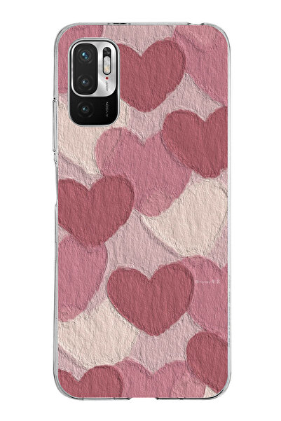 TechTree حافظة سيليكون مطبوع متوافقة مع هاتف Redmi Note 10 5G بلون وردي باستي...