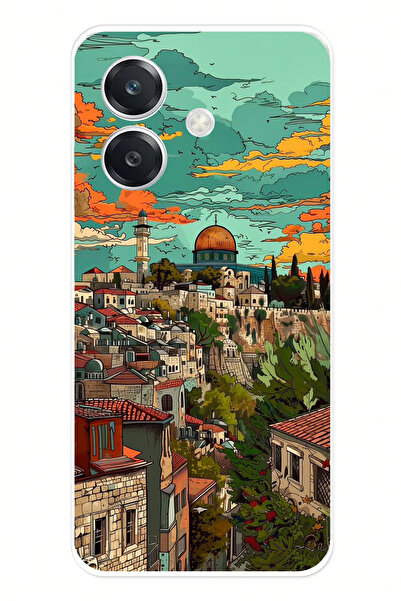 TechTree حافظة سيليكون متوافقة مع هاتف OPPO A3 من فلسطين الحرة وقبة الصحراء مطبوع