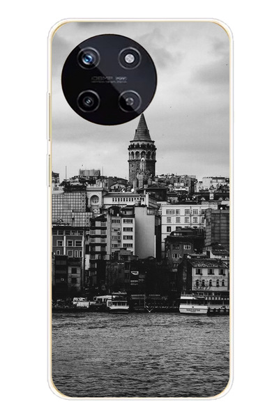 TechTree جراب سيليكون مطبوع متوافق مع هاتف Realme 11 4G مع إطلالة على برج غال...