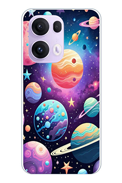 TechTree حافظة سيليكون مطبوع متوافقة مع هاتف OPPO Reno 13 PRO بنمط الفضاء وال...