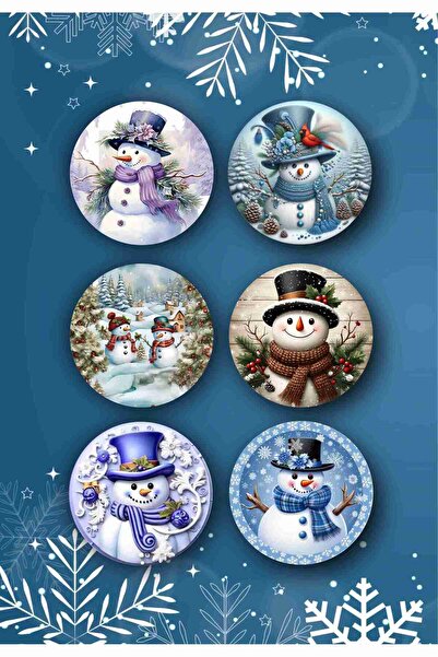 fırsatlar diyarı Happy New Year - New Year - Merry Christmas Themed Wooden Coaster Set 6 Pieces