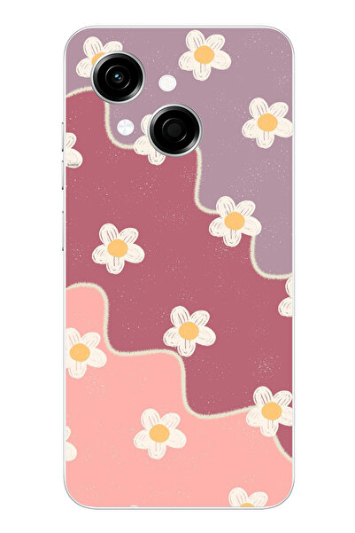 TechTree حافظة سيليكون متوافقة مع Tecno Spark GO 1 بلون الورد المجفف والليلك المموج مطبوع