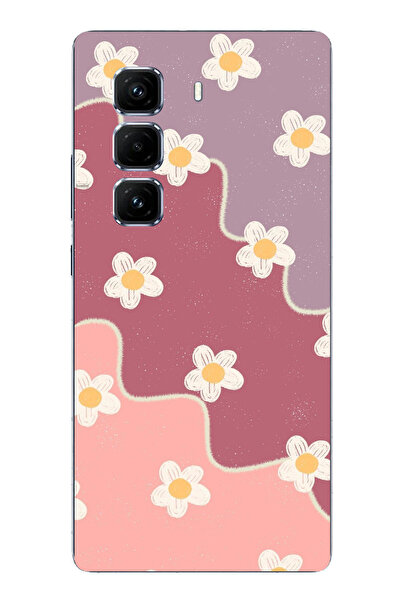 TechTree حافظة سيليكون متوافقة مع هاتف Infinix Hot 50 PRO PLUS+ بلون الورد المجفف والليلك المموج مطبوع