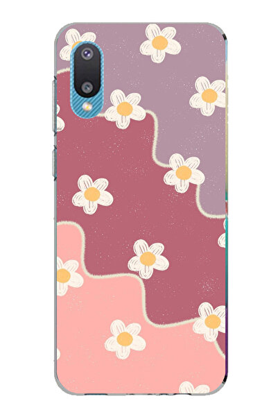 TechTree حافظة سيليكون متوافقة مع هاتف سامسونج جالاكسي A02 بلون الورد المجفف والليلكي المموج مطبوع