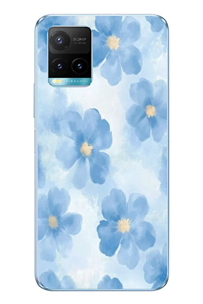 TechTree حافظة سيليكون متوافقة مع Vivo Y21s باللون الأزرق مطبوع