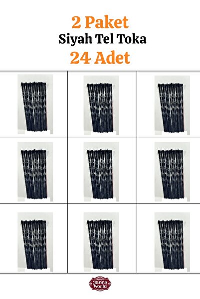 JANRA WORLD Siyah Tel Toka (Firkete Toka) 24 Adet | 2 Paket | Günlük Kullanım...