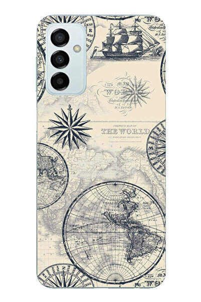 TechTree حافظة سيليكون متوافقة مع هاتف سامسونج جالاكسي M14 تحمل خريطة العالم ...