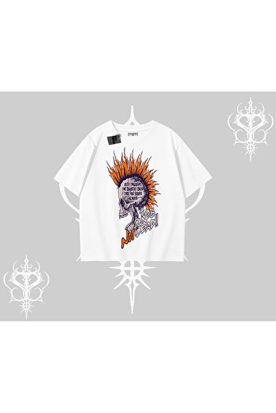 Tarzsokak قصة فضفاضة تي شيرت بيرنينج سكل ريبل ستريت أنثيم