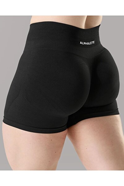 ALPHALETE شورت رياضي نسائي عالي الخصر برباط يبرز انحناءات الجسم