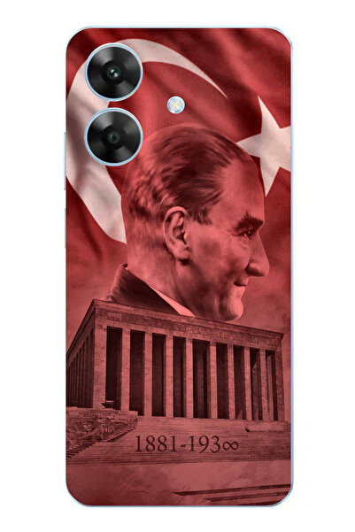 TechTree جراب سيليكون متوافق مع هاتف Realme Note 60 يحمل صورة أتاتورك وانيمات...