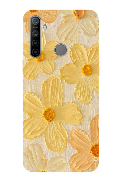 TechTree حافظة سيليكون متوافقة مع هاتف Realme 5i - 6i - C3 بلون صفراء ديزي مطبوع