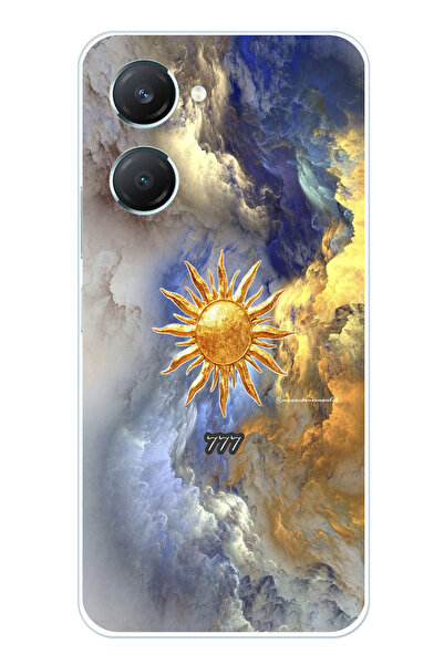 TechTree حافظة سيليكون متوافقة مع Vivo Y18 777 بتصميم الشمس والسحاب مطبوع