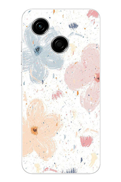 TechTree حافظة سيليكون مطبوع متوافقة مع هاتف Tecno Spark GO 1 بنمط زهور تجريد...