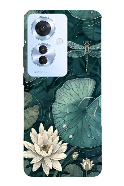 TechTree حافظة سيليكون متوافقة مع هاتف OPPO Reno 11F على شكل زهرة اللوتس والي...