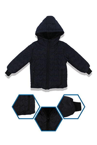bebegen Palton unisex pentru copii, căptușit cu pluș, albastru marin