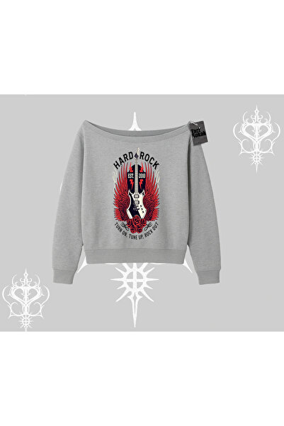 Tarzsokak Φούτερ με λαιμόκοψη Kayık Hard Rock Winged Guitar Rebellion