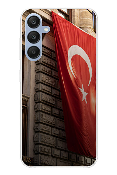 TechTree حافظة سيليكون متوافقة مع هاتف سامسونج جالاكسي A25 بتصميم العلم الترك...