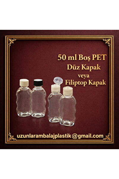 50 ml 18 agız boş pet düz kapak veya filiptop kapak[50adet]