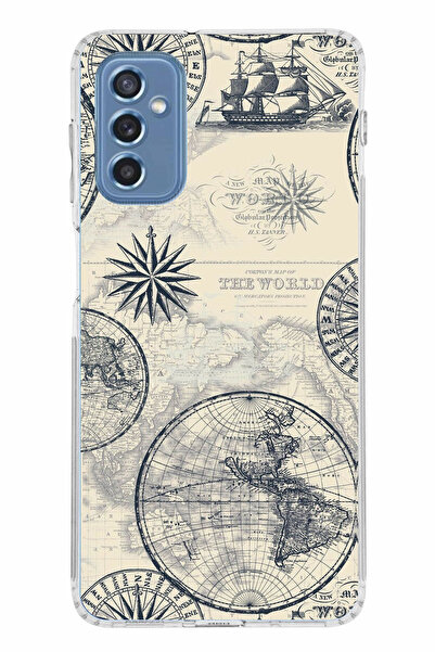 TechTree حافظة سيليكون متوافقة مع هاتف سامسونج جالاكسي M52 وخرائط العالم القد...