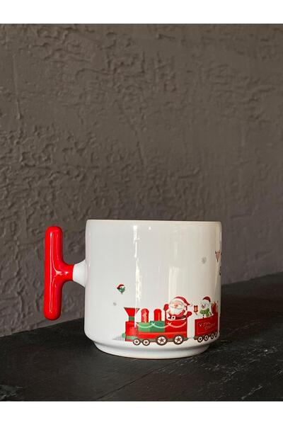 Kırtasiye Ofisi قطار سانتا كلوز مطبوع بمقبض أحمر هدية عيد الميلاد كوب كوب مزخ...
