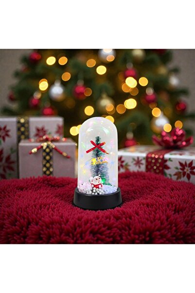 Kuzey Tacı مجموعة جرة زجاجية صغيرة الحجم بتصميم السنة الجديدة - زينة طاولة مضاءة بتصميم كرة الثلج المزخرفة