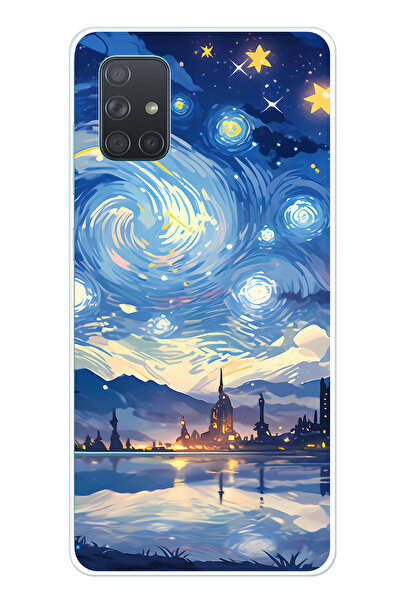 TechTree حافظة سيليكون متوافقة مع هاتف سامسونج جالاكسي A71 بتصميم السماء المر...