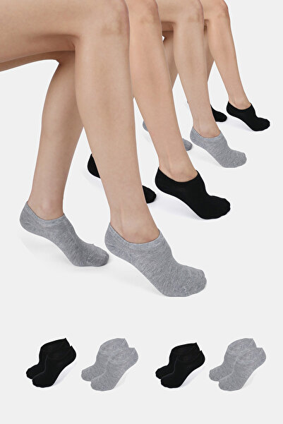 ERENART Bamboo Women's Sneaker Black-Grey Socks Stitch-Free Invisible Ankle S...