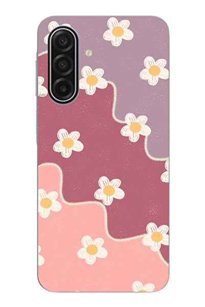 TechTree حافظة سيليكون متوافقة مع هاتف سامسونج جالاكسي A17 بلون الورد المجفف والليلكي المموج مطبوع